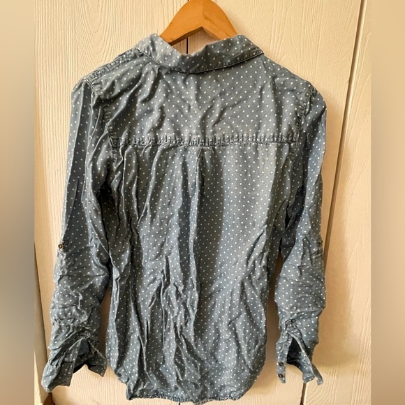 Tinsel Chambray Style Polka Dot Button Down Shirt - Picture 5 of 8